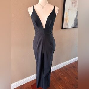 ASOS Black Plunge V-Neck Jumpsuit